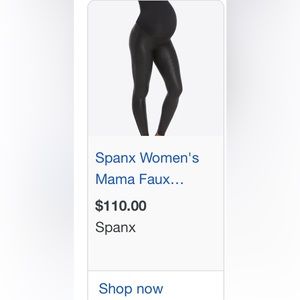 Spanx Maternity Faux Leather Leggings size L